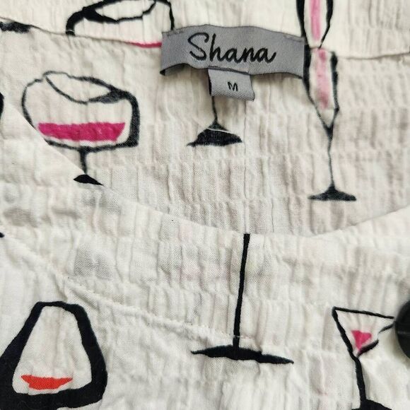 Shana Tunic Top Womens Medium Oversized Crushed Button Wine Gauze Like - Picture 5 of 6
